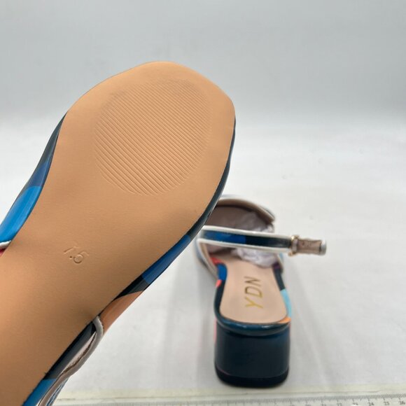 YDN Colorful-dots Square Toe Block Low Heels Slingback Formal Loafer Dressy Shoe - Picture 6 of 8